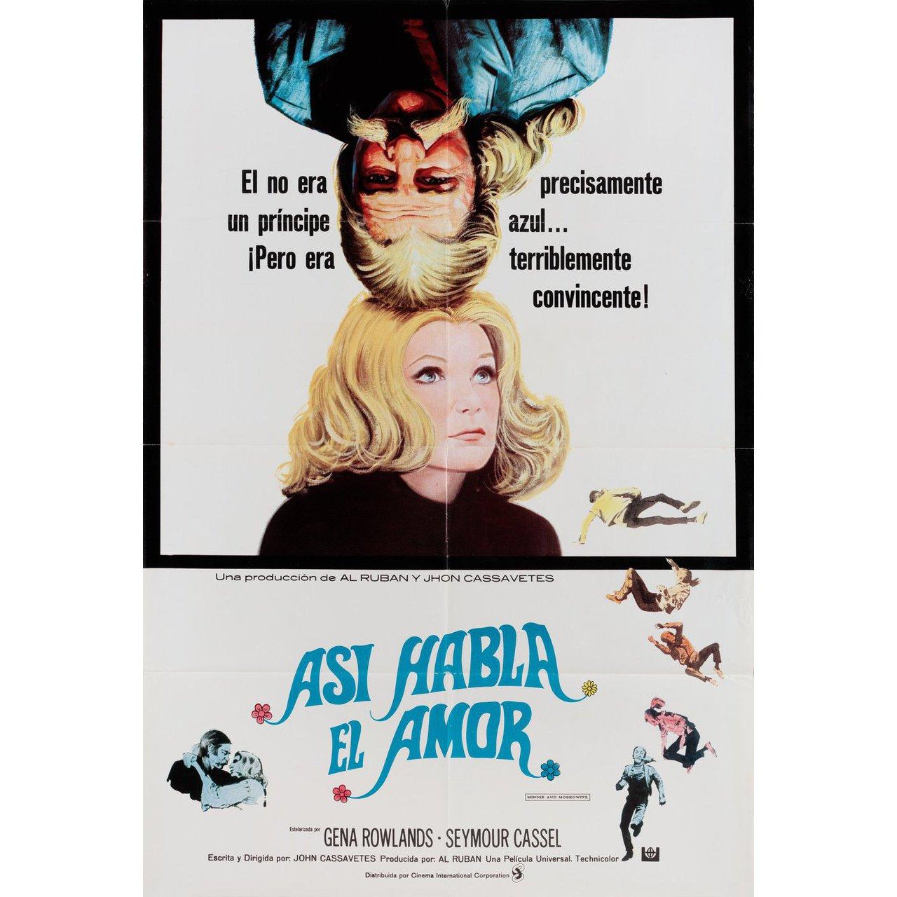 Original 1971 Spanish B1 poster for the film Minnie and Moskowitz directed by John Cassavetes with Gena Rowlands / Seymour Cassel / Val Avery / Timothy Carey. Very Good-Fine condition, folded. Many original posters were issued folded or were