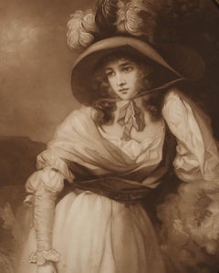 Minnie Cormack (1862-1919) Después de Morland - Mezzotinta, Retrato de una joven dama