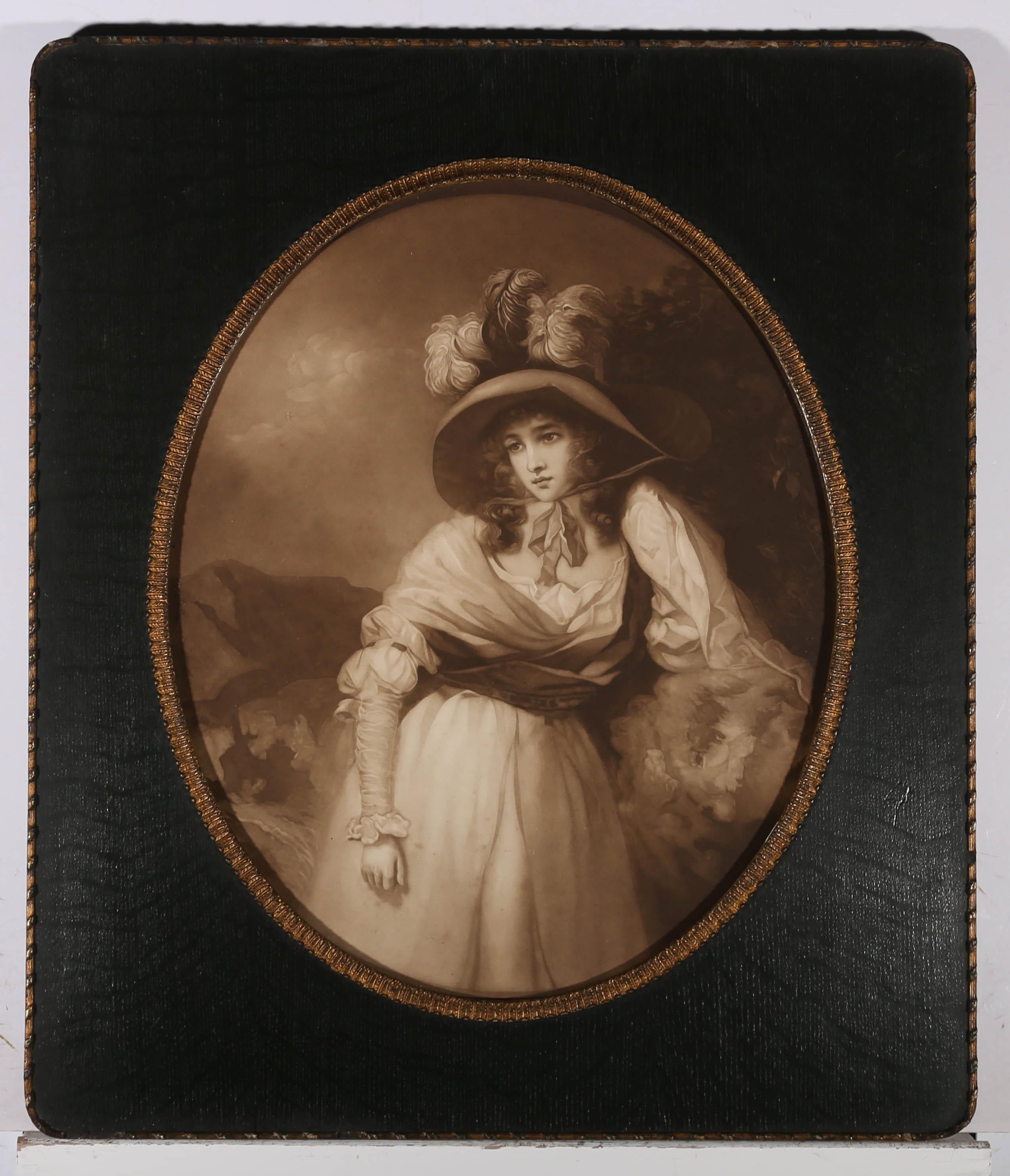 Minnie Cormack (1862-1919) After Morland - Mezzotint, Portrait of a Young Lady For Sale 1