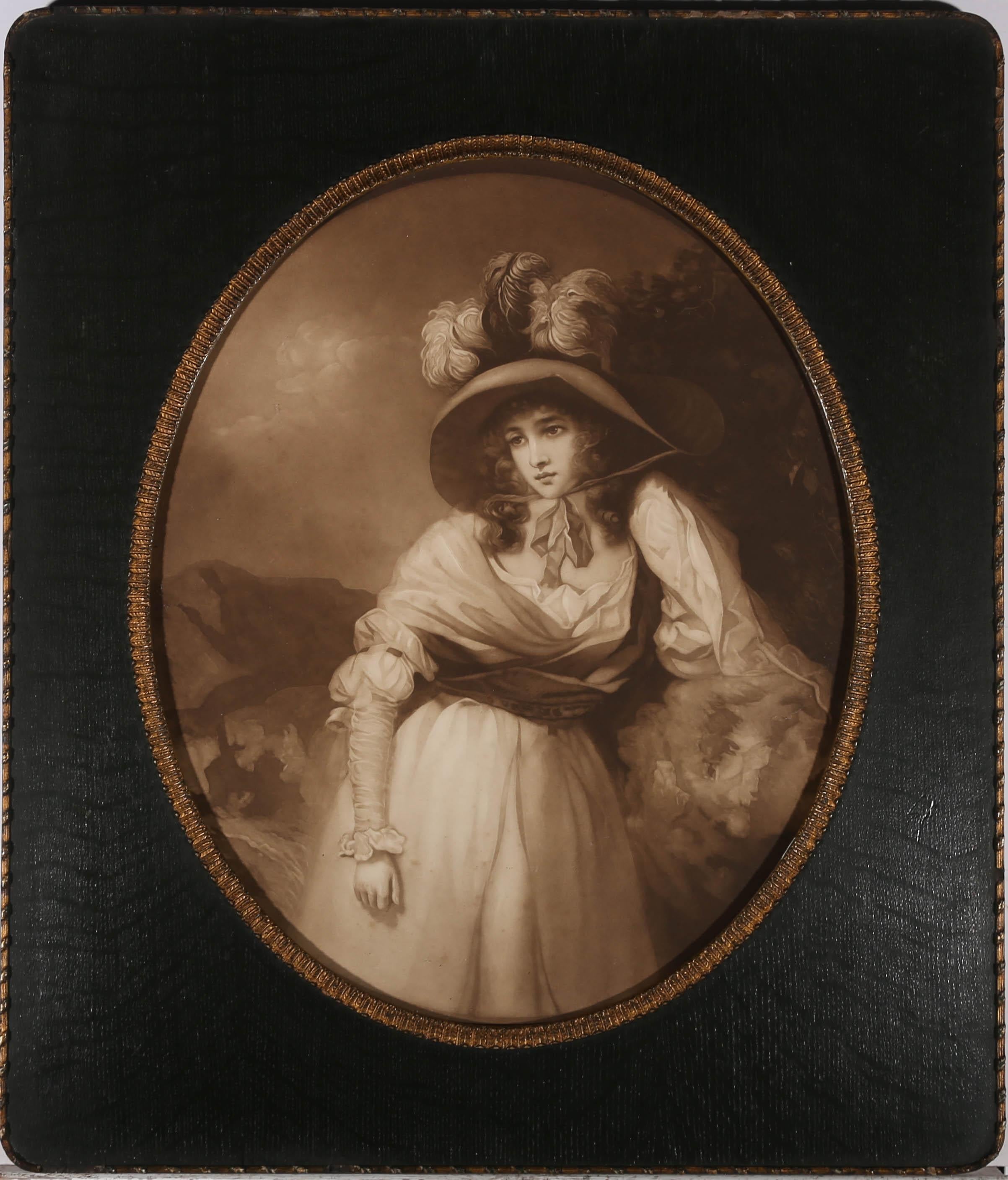 Minnie Cormack (1862-1919) d'après Morland - Mezzotint, Portrait of a Young Lady