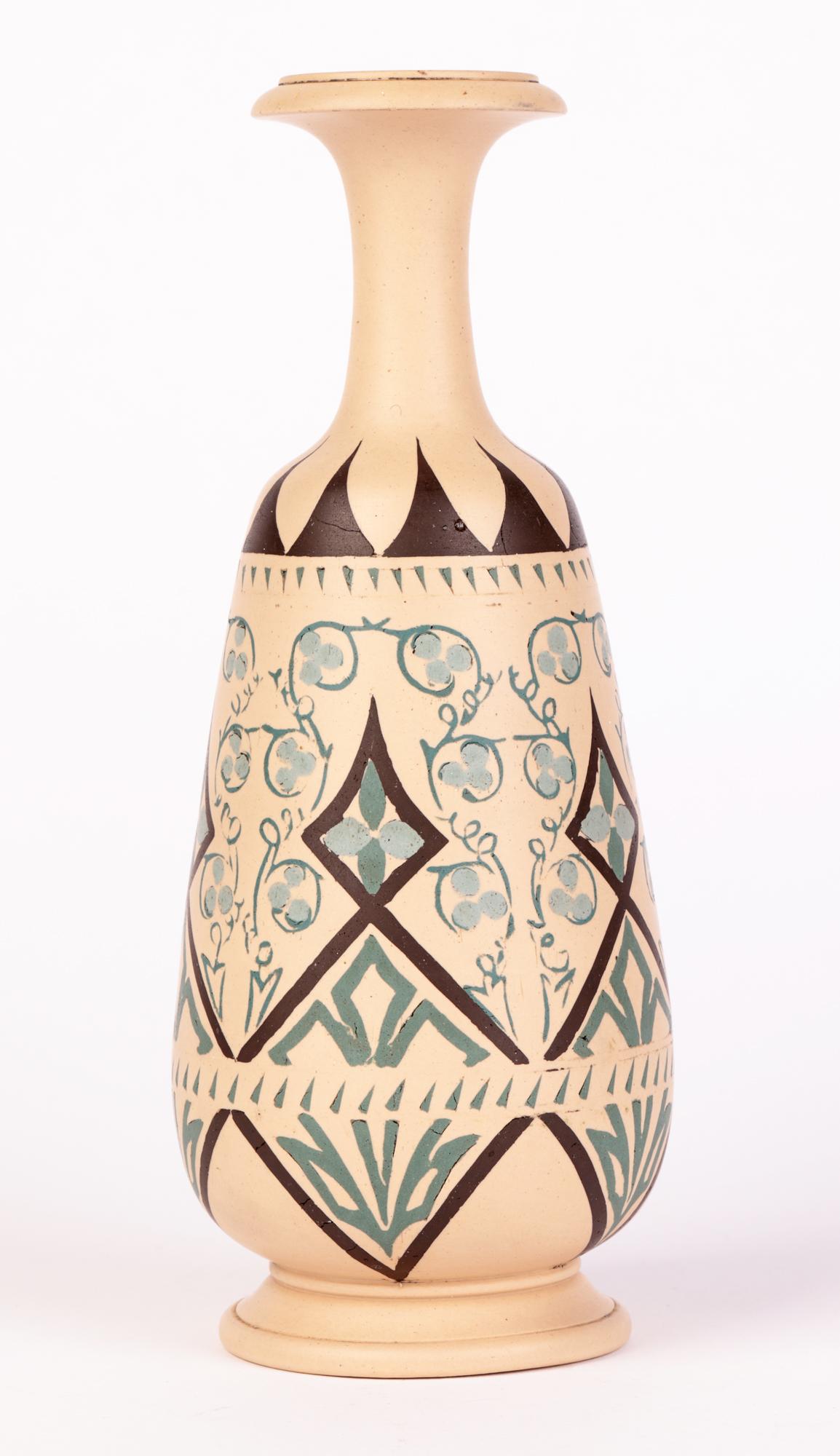 Stoneware Minnie G Thompson Doulton Lambeth Pigment Painted Vase, 1883 For Sale
