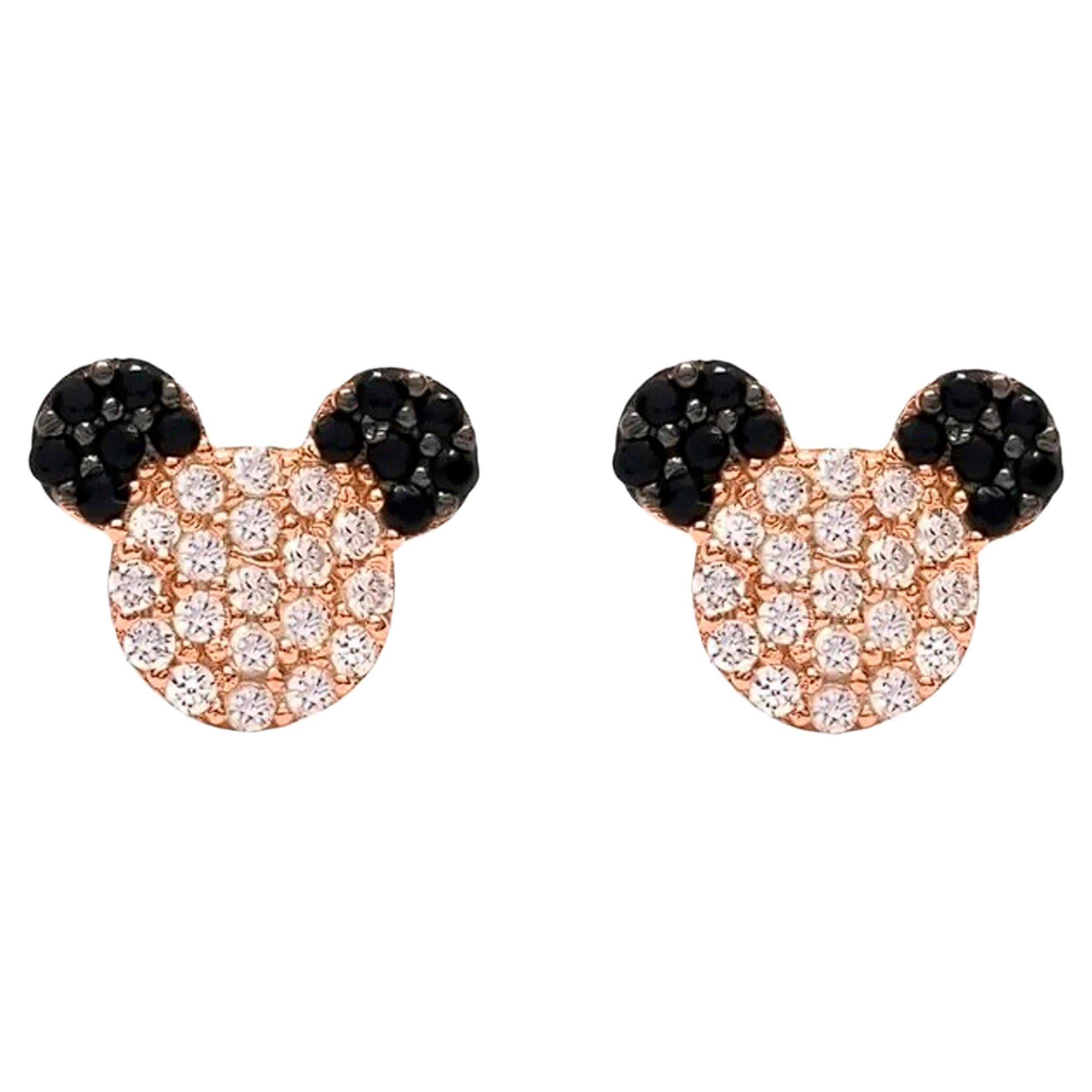 Minnie Mouse 14k gold Earrings Studs with gemstones For Sale