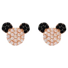 Boucles d'oreilles Minnie Mouse en or 14k Clous d'oreilles avec pierres précieuses. 
