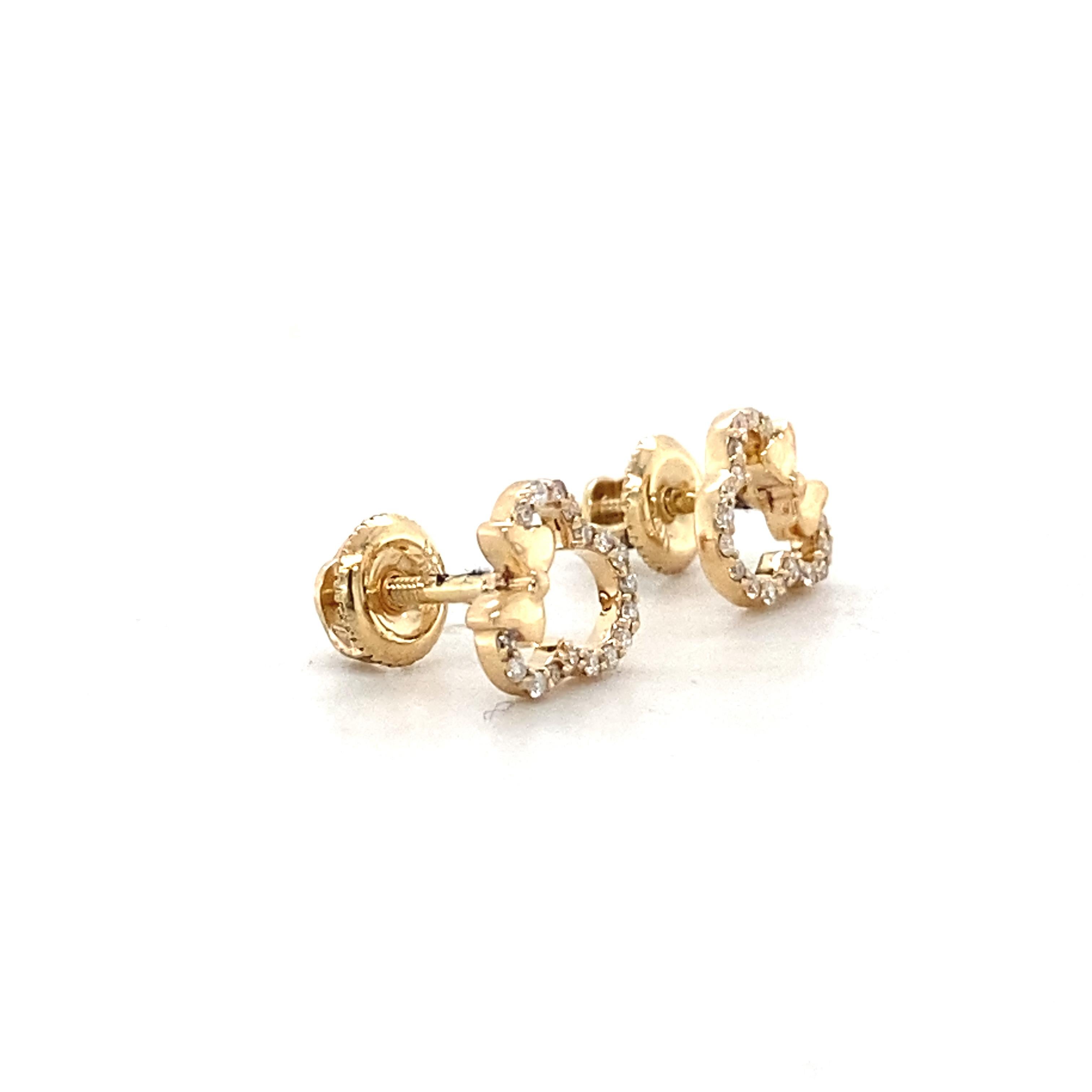 De las mujeres Pendientes infantiles de diamantes de Minnie Mouse en oro macizo de 14 quilates (certificado) en venta