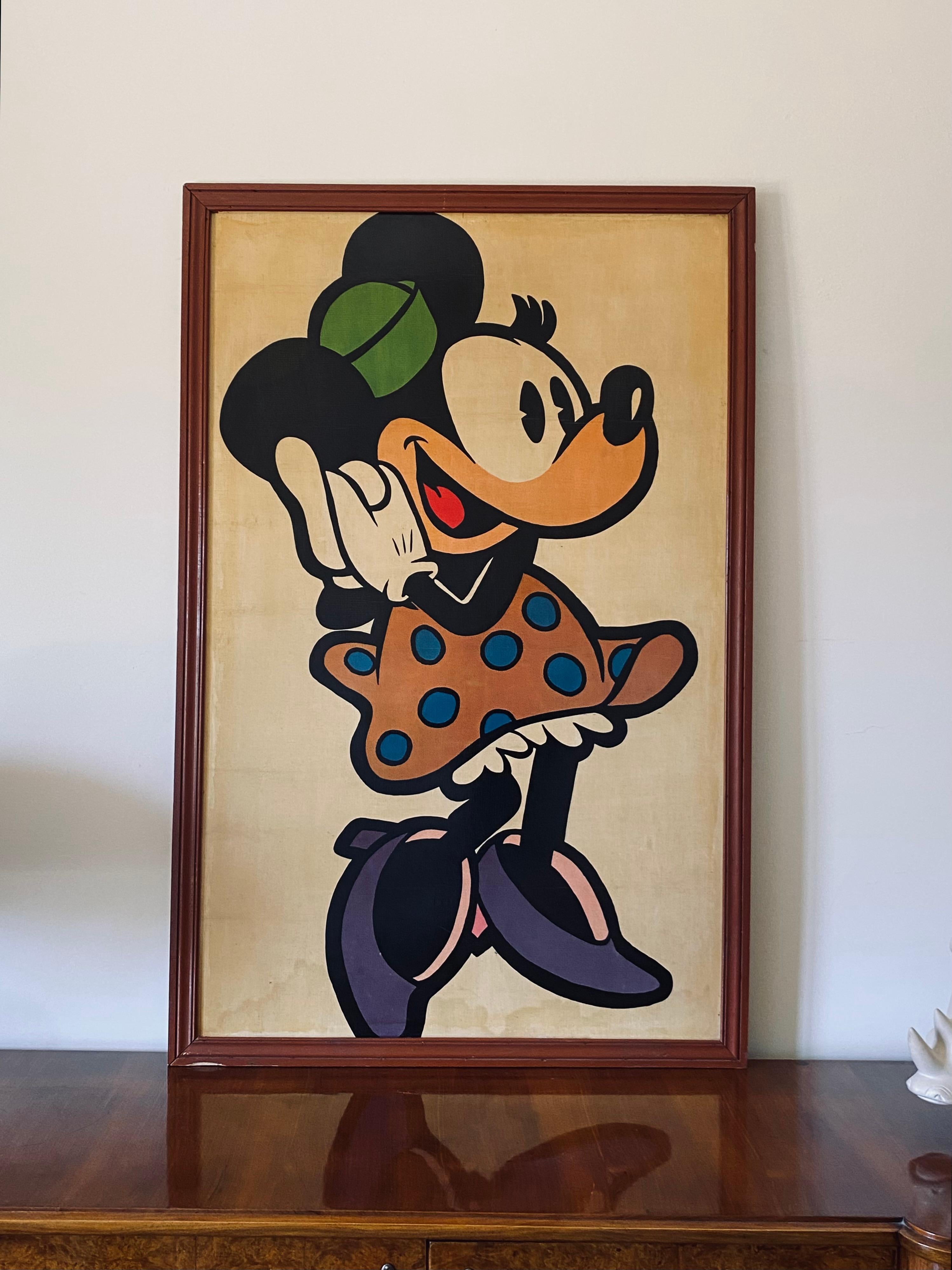 Mid-Century Modern Minnie Mouse framed poster, France 1960s For Sale