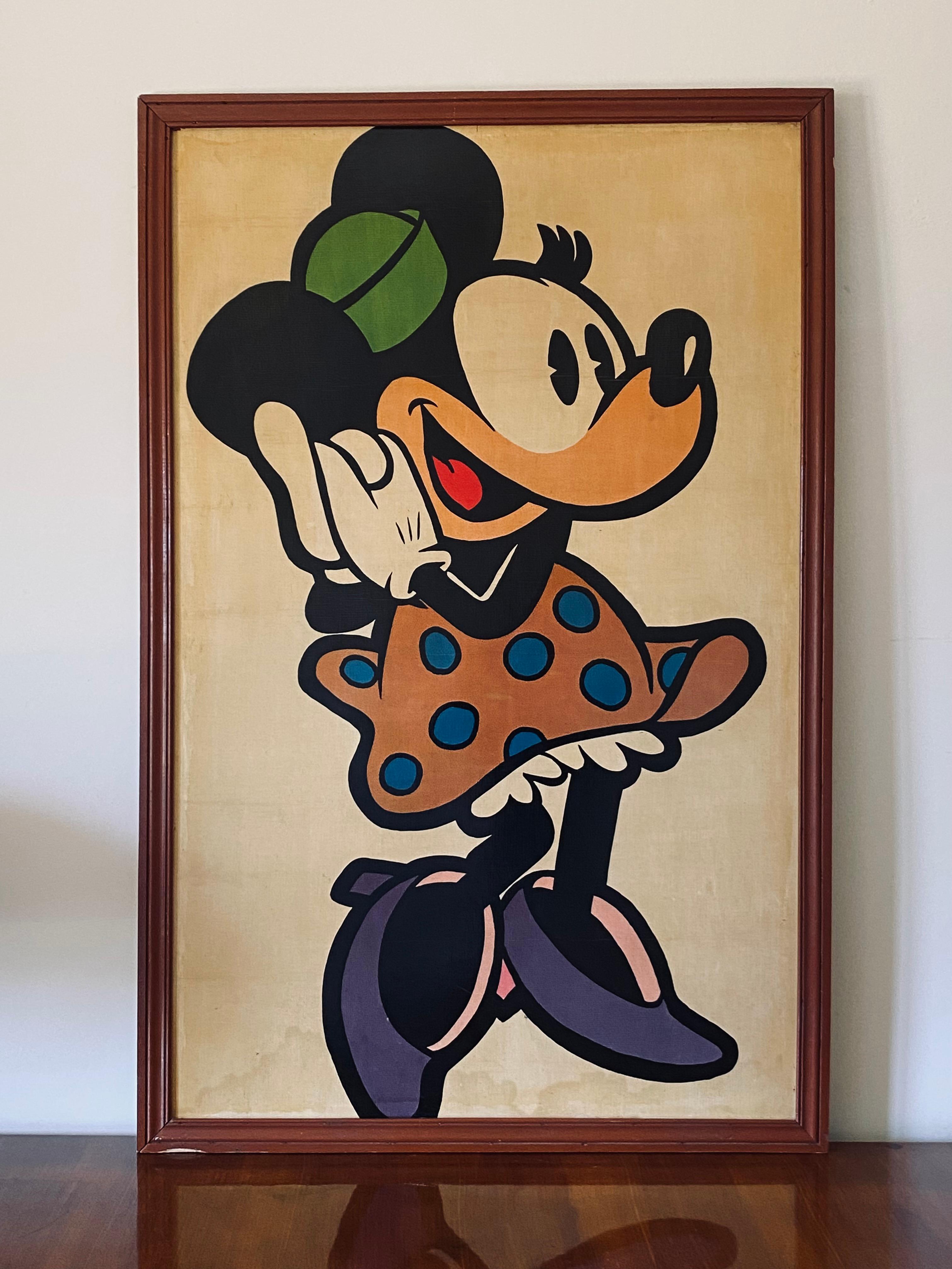 Gerahmtes Minnie Mouse-Plakat, Frankreich 1960er Jahre (Holz) im Angebot