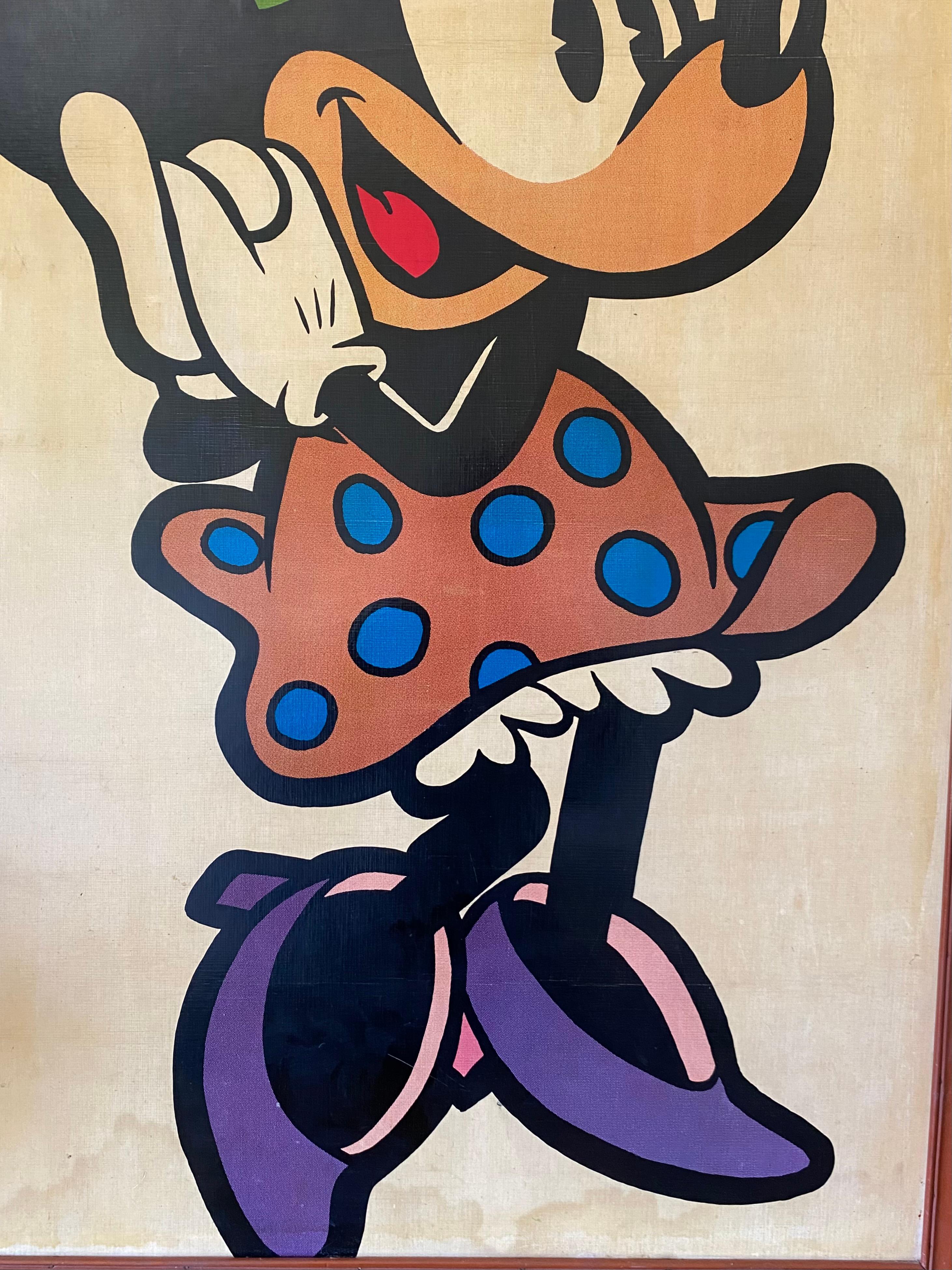 Wood Minnie Mouse framed poster, France 1960s For Sale