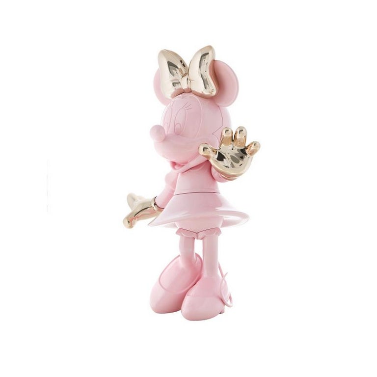 In Stock In Los Angeles Minnie Mouse Pink Gold Glossy Pop Sculpture Figurine At 1stdibs