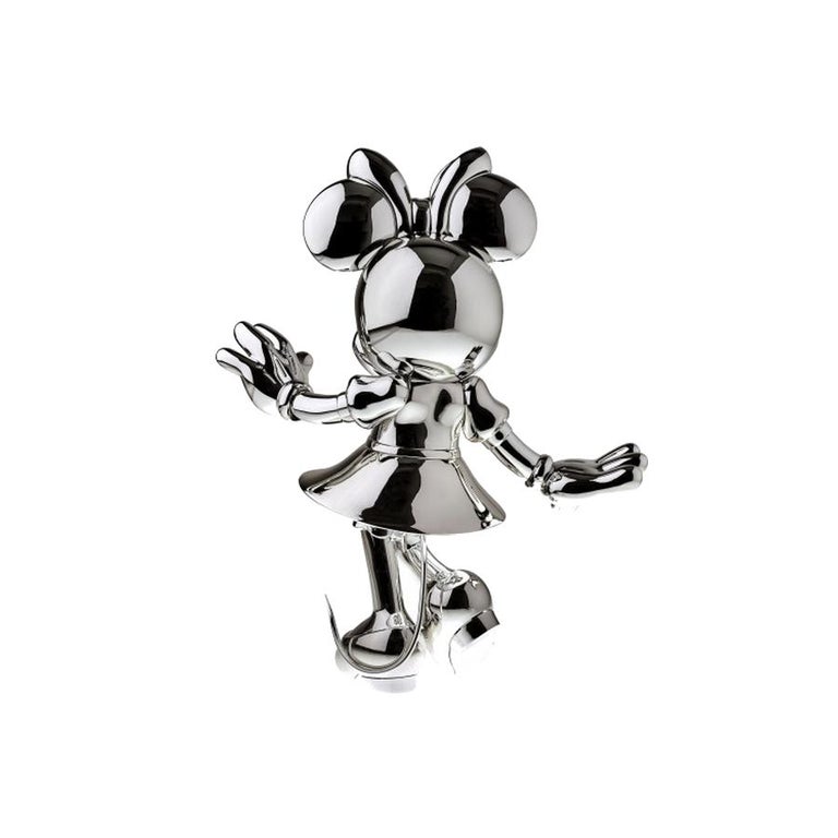 Contemporary In Stock in Los Angeles, Minnie Mouse Silver Metallic, Pop Sculpture Figurine For Sale
