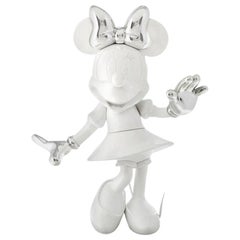 In Stock in Los Angeles, Minnie Mouse White & Silver, Pop Sculpture Figurine
