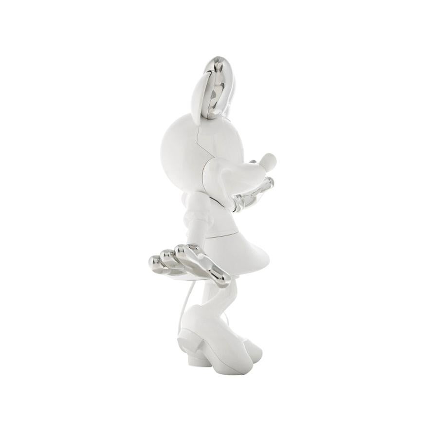 French In Stock in Los Angeles, Minnie Mouse White & Silver, Pop Sculpture Figurine For Sale