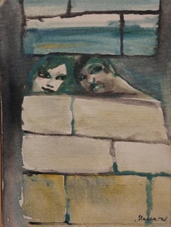 20th century Tuscan expressionist oil on canvas painting