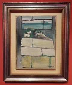 20th century Tuscan expressionist oil on canvas painting