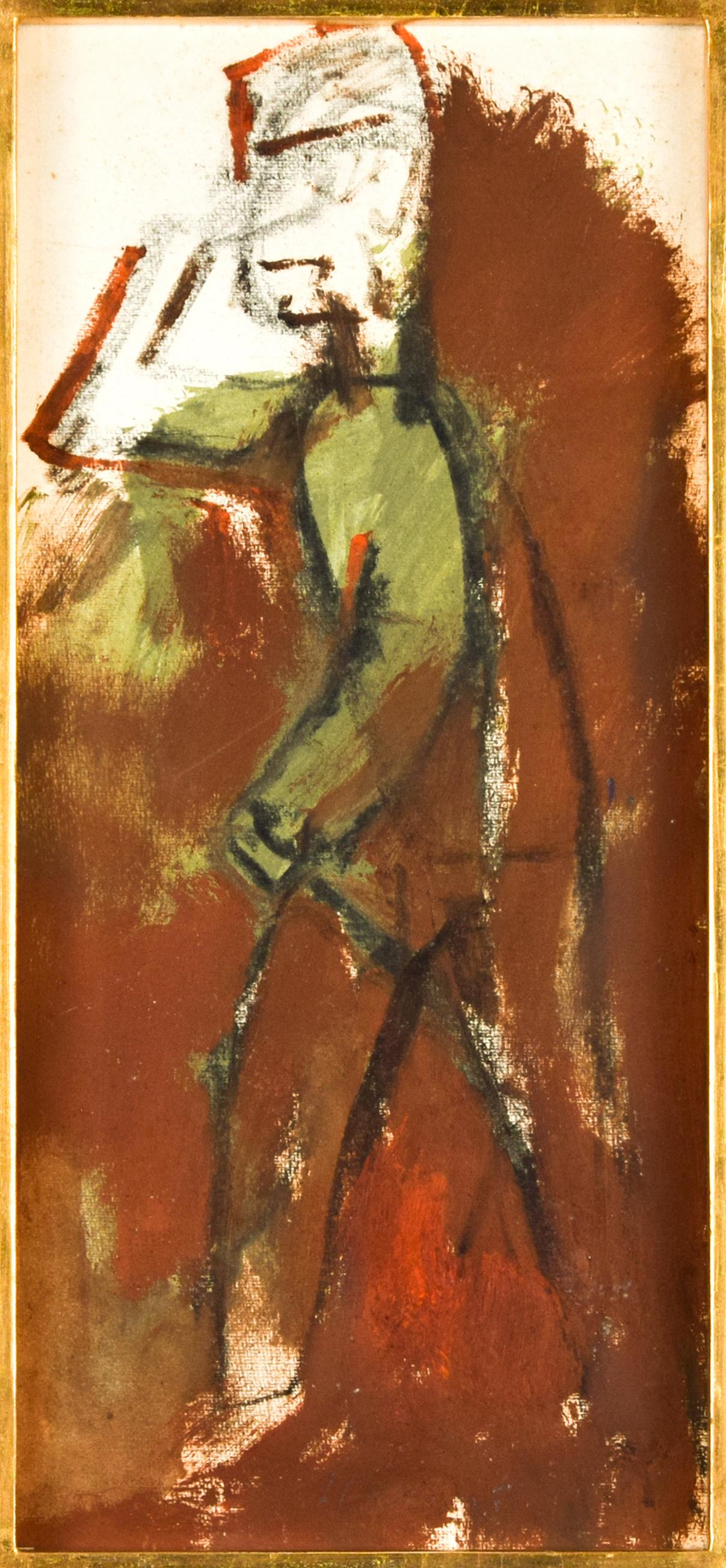  Mino Maccari Figurative Painting - The Soldier - Original Tempera by M. Maccari - 1950s