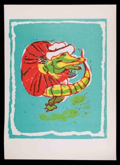Baby Crocodile - Linocut by Mino Maccari - 1951