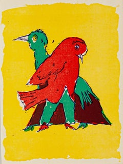 Birds - Original Woodcut by Mino Maccari - Mid 20th Century