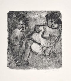 Vintage Black and White Nudes - Etching by Mino Maccari - 1960s