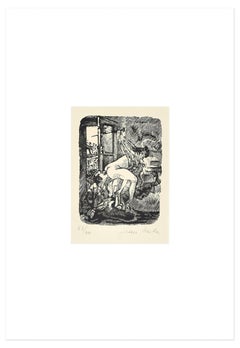 Bondage - Linocut on Paper by Jean Barbe / Mino Maccari - 1945