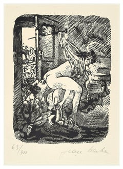 Bondage - Linocut on Paper by Jean Barbe / Mino Maccari - 1945