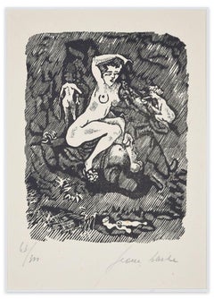 Vintage Boudoir - Linocut on Paper by Jean Barbe / Mino Maccari - 1945