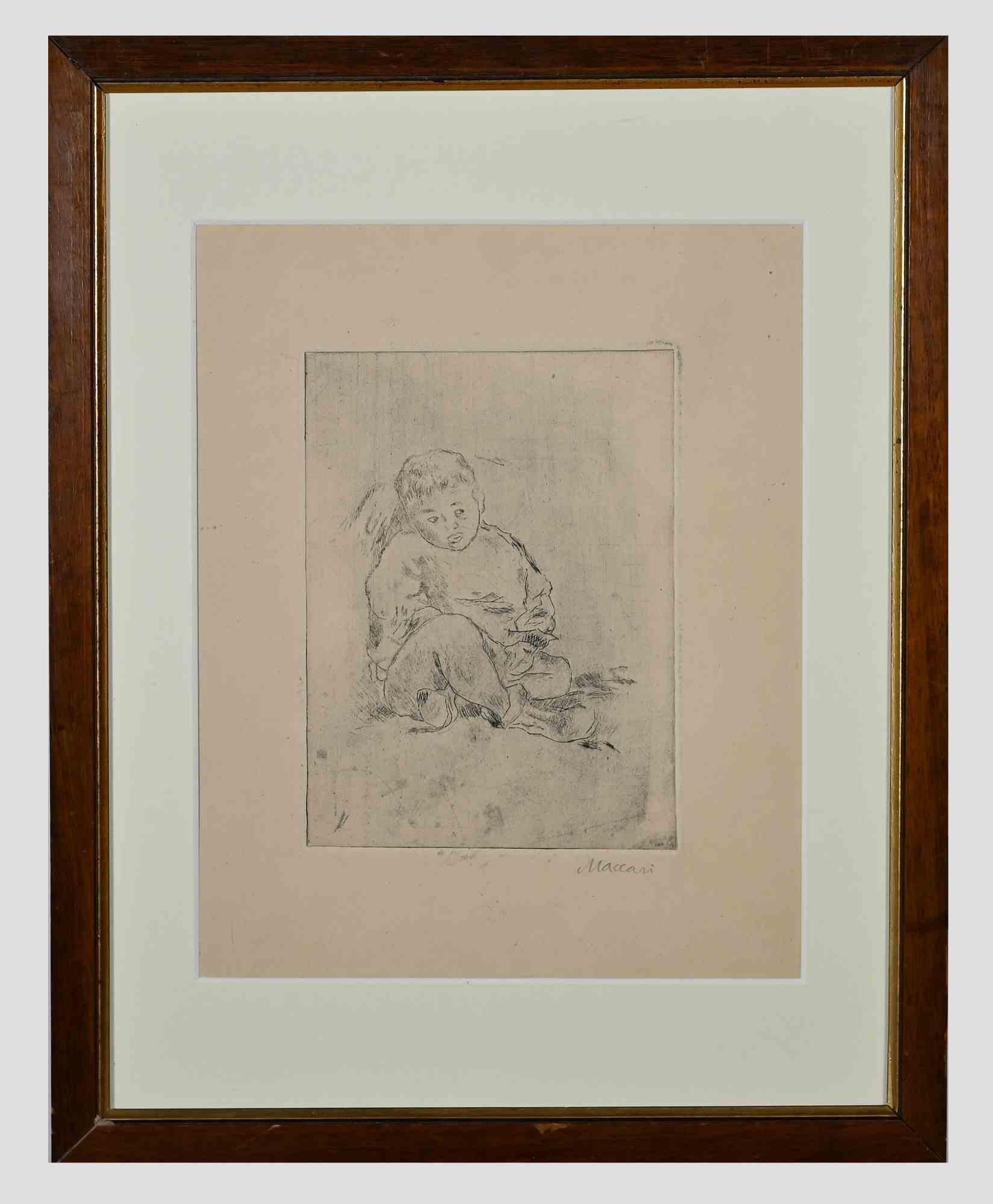 Child - Original Lithograph by Mino Maccari - Mid-20th Century