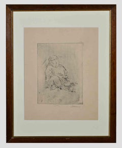 Child – Lithographie von Mino Maccari – Mitte des 20. Jahrhunderts