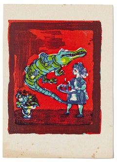 Crocodile - Original Woodcut by Mino Maccari - Mid-20th Century