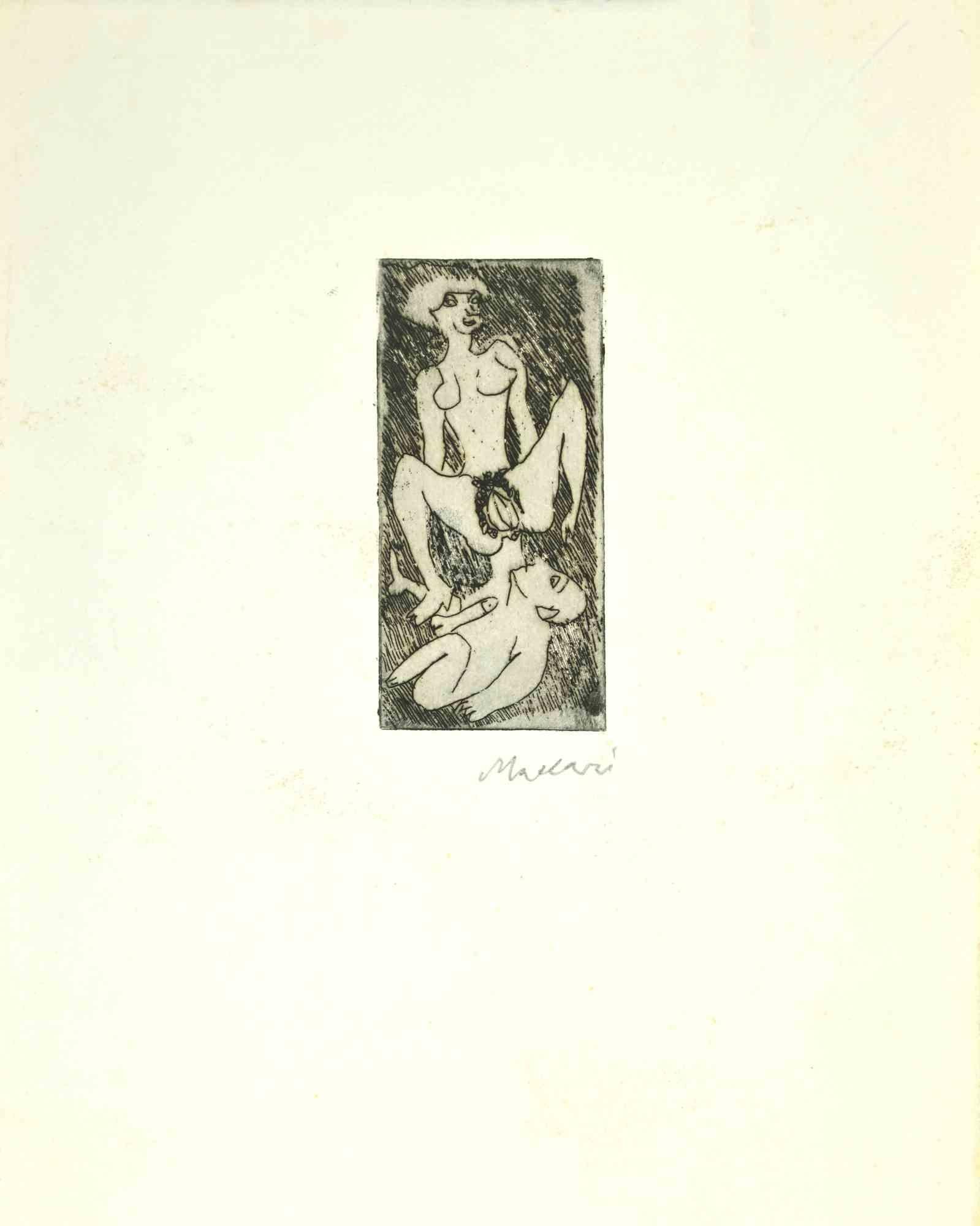 Erotic Scene is an Etching and Drypoint realized by Mino Maccari in the Mid-20th Century.

Hand-signed in the lower part.

Good conditions.

 

Mino Maccari (Siena, 1924-Rome, June 16, 1989) was an Italian writer, painter, engraver and journalist,