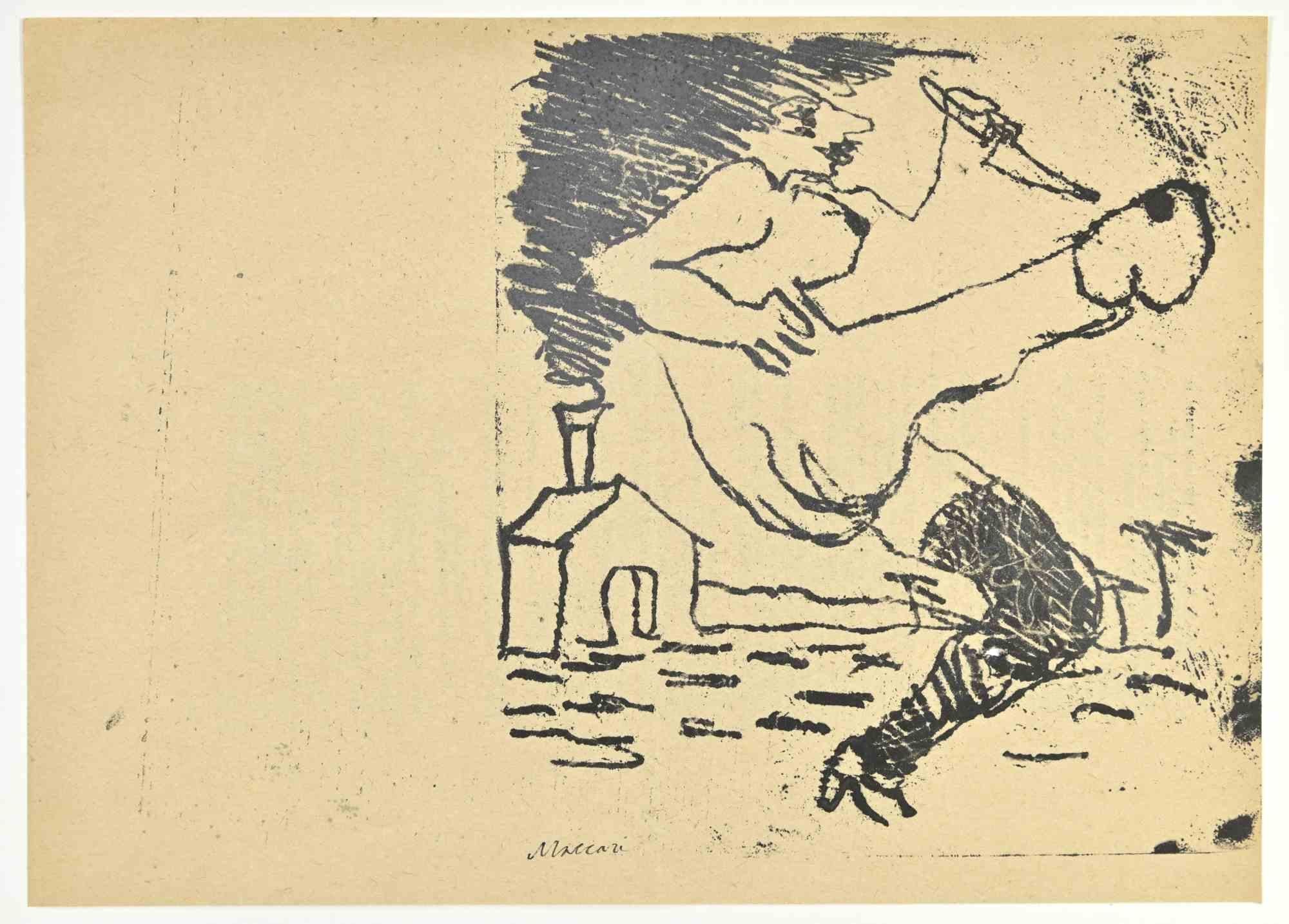 Erotic Scene ist ein Monotypie Druck realisiert von Mino Maccari  (1924-1989) in den 1960er Jahren.

Handsigniert auf der Unterseite.

Guter Zustand.

Mino Maccari (Siena, 1924-Rom, 16. Juni 1989) war ein italienischer Schriftsteller, Maler, Graveur