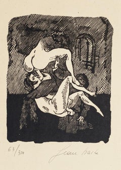 Vintage Erotic Scene - Woodcut by Mino Maccari - 1944