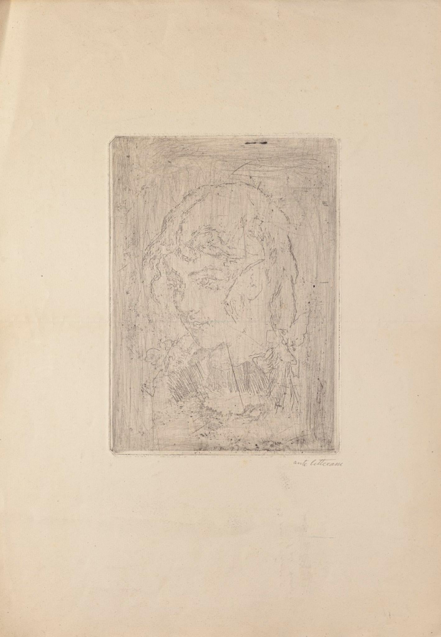 Female Portrait is an original artwork realized by Mino Maccari.

The sheet is in good conditions, except for some worn paper on the lower margin. Image Dimensions: 24.5x17.5 cm.

Mino Maccari was an Italian writer, painter, engraver and journalist,