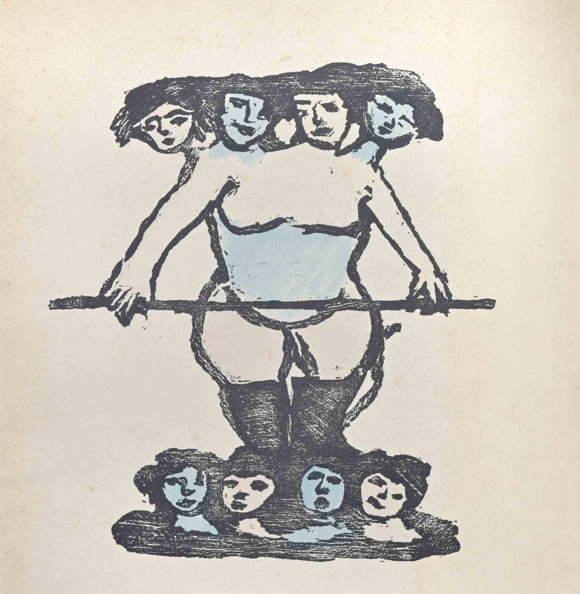 Figura - Linograbado de Mino Maccari - Mediados del siglo XX