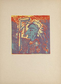 Figura - Xilografía de Mino Maccari - 1950
