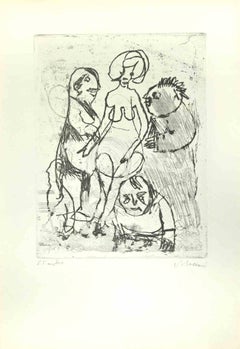 Figuren – Radierung von Mino Maccari – Mitte des 20. Jahrhunderts