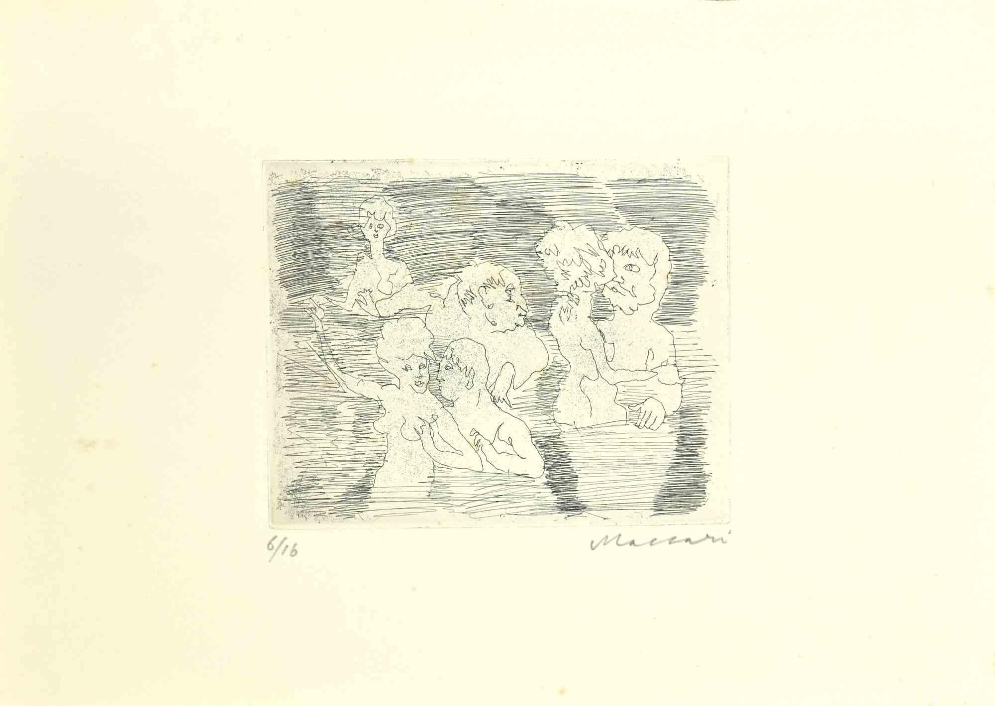 Figures  is an Etching and Drypoint realized by Mino Maccari in the Mid-20th Century.

Hand-signed in the lower right part.

Numbered. Edition,6/16.

Good conditions.

 

Mino Maccari (Siena, 1924-Rome, June 16, 1989) was an Italian writer, painter,