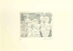 Figures - Etching by Mino Maccari - Mid-20th Century