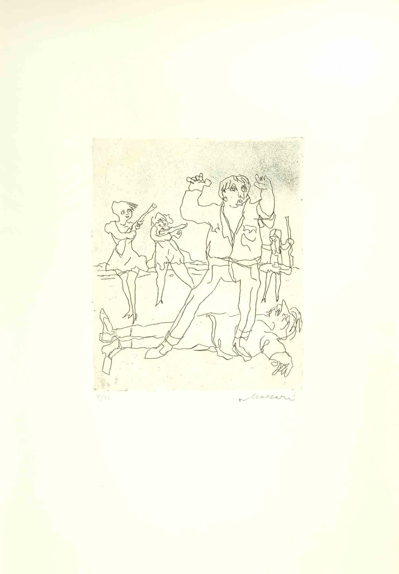 Figures  is an Etching and Drypoint realized by Mino Maccari in the Mid-20th Century.

Hand-signed in the lower right part.

Numbered. Edition,VI/XV.

Good conditions.

 

Mino Maccari (Siena, 1924-Rome, June 16, 1989) was an Italian writer,