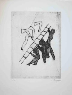 Figures - Original Etching by Mino Maccari - Mid-20th Century