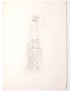 Figures - Original Etching on Paper by Mino Maccari - 1960 ca.
