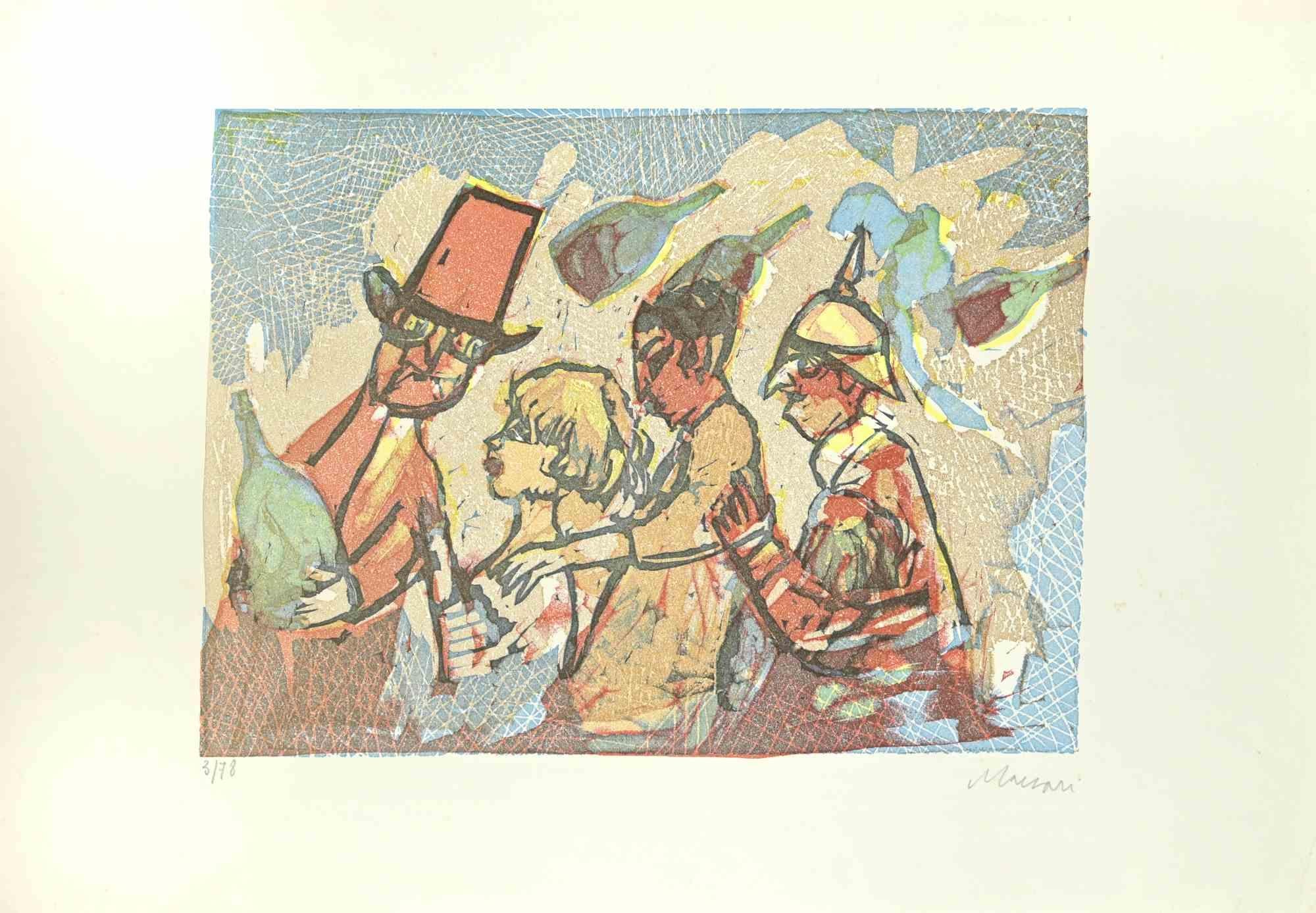 Gathering is a Linocut realized by Mino Maccari in the Mid-20th Century.

Hand-signed in the lower right part.

Numbered. Edition,3/78.

Good conditions.

Mino Maccari (Siena, 1924-Rome, June 16, 1989) was an Italian writer, painter, engraver and