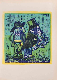 Gentledogs – Original Linocut von Mino Maccari – 1951
