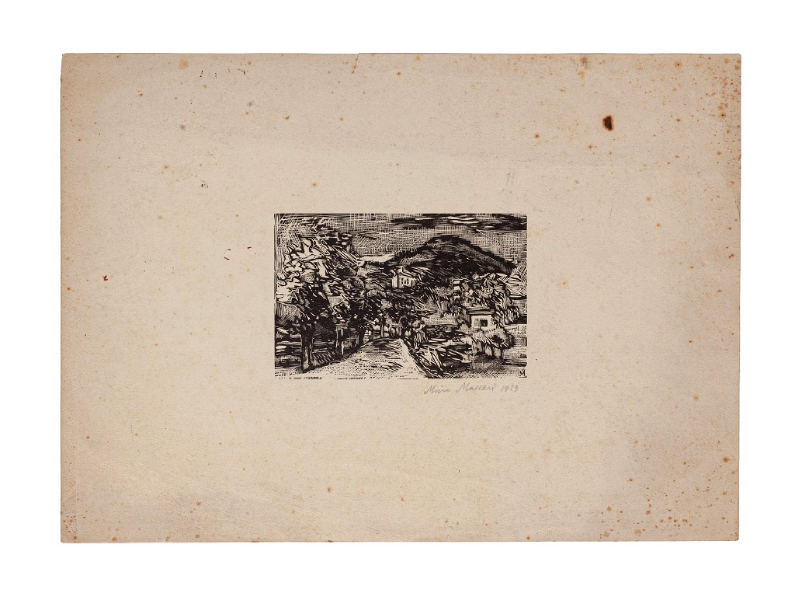 Le case sono un'opera d'arte moderna originale realizzata dall'artista italiano Mino Maccari (1898-1989) nel 1929.
Stampa xilografica originale su carta.

Firmato a mano e datato dall'artista a matita sull'angolo inferiore destro: Maccari