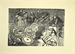 Knights - Woodcut by Mino Maccari - 1950s