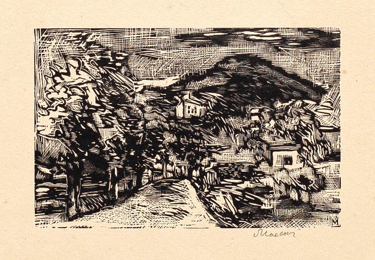 Landscape - Original Woodcut by Mino Maccari - 1925