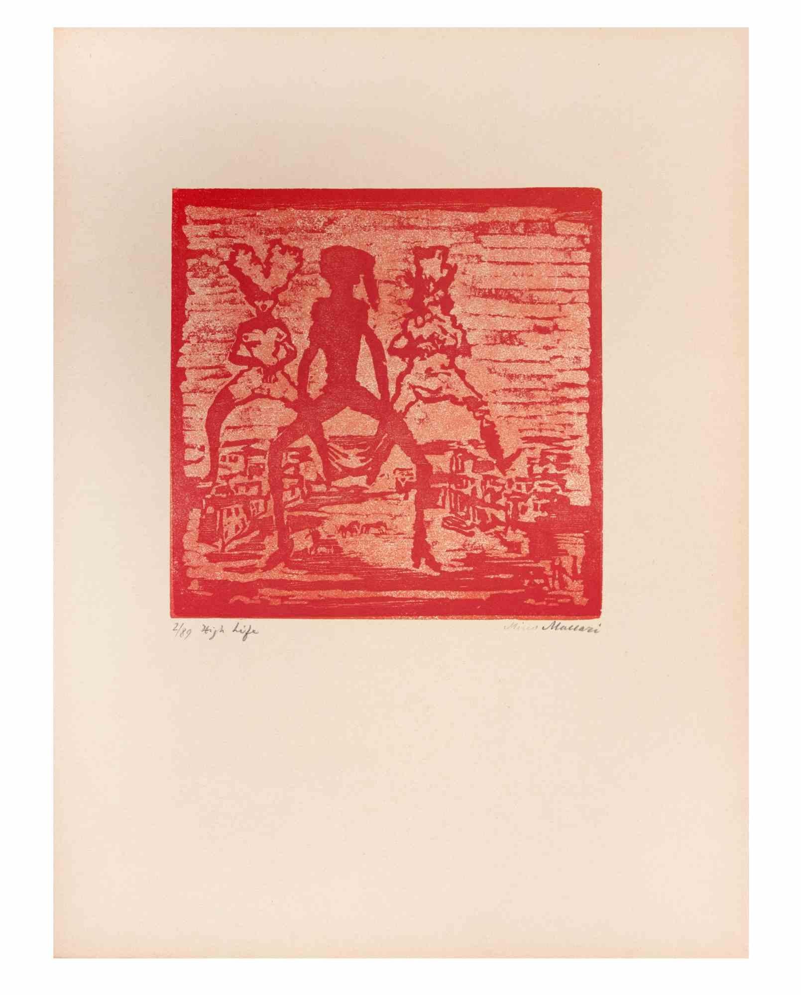 Life is an Artwork realized by Mino Maccari  (1924-1989) in the Mid-20th Century.

Colored woodcut on paper. Hand-signed on the lower, numbered 2/89 specimens and titled on the left margin.

Good conditions.

Mino Maccari (Siena, 1924-Rome, June 16,