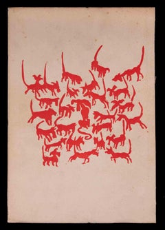 Lone Dog - Original Linocut by Mino Maccari - 1951