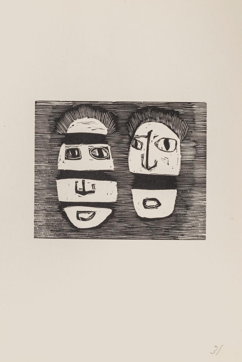 Masks is an original modern artwork realized in the Mid-20th Century by the Italian artist Mino Maccari (Siena, 1898 - Rome, 1989).

Original woodcut on paper. Very good conditions. Mask is a very interesting artwork in black and white, realized by