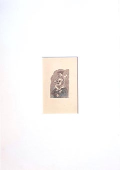 Fardello nudo - Zincografia originale di Mino Maccari - Anni '70