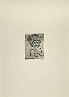 Nude - Etching by Mino Maccari - Mid-20th Century