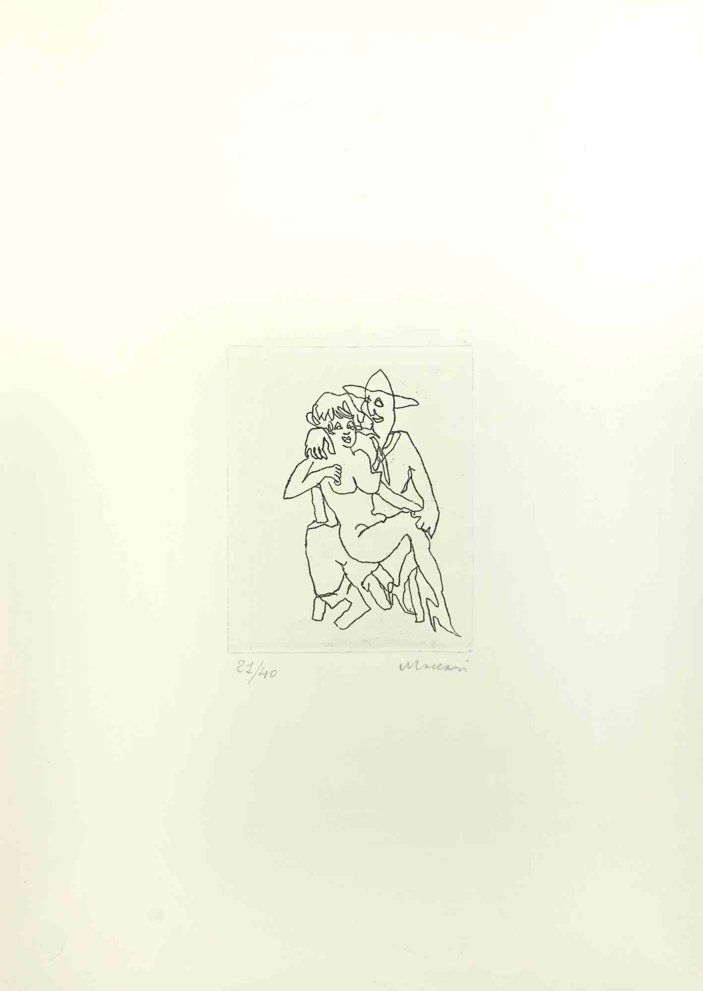 Nude  is an Etching and Drypoint realized by Mino Maccari in the Mid-20th Century.

Hand-signed in the lower right part.

Numbered. Edition,21/40.

Good conditions.

 

Mino Maccari (Siena, 1924-Rome, June 16, 1989) was an Italian writer, painter,
